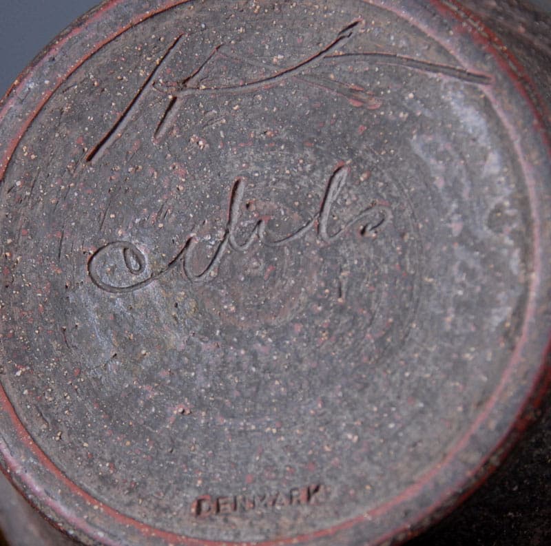 Ceramic vessel, dark brown, by N. Kahler, Denmark, 1960s. - 42122