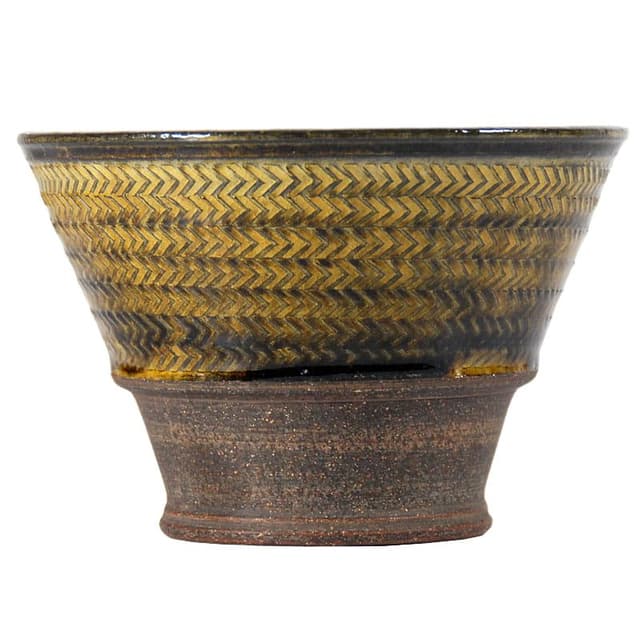 Ceramic vessel, dark brown, by N. Kahler, Denmark, 1960s. - DIMENSION