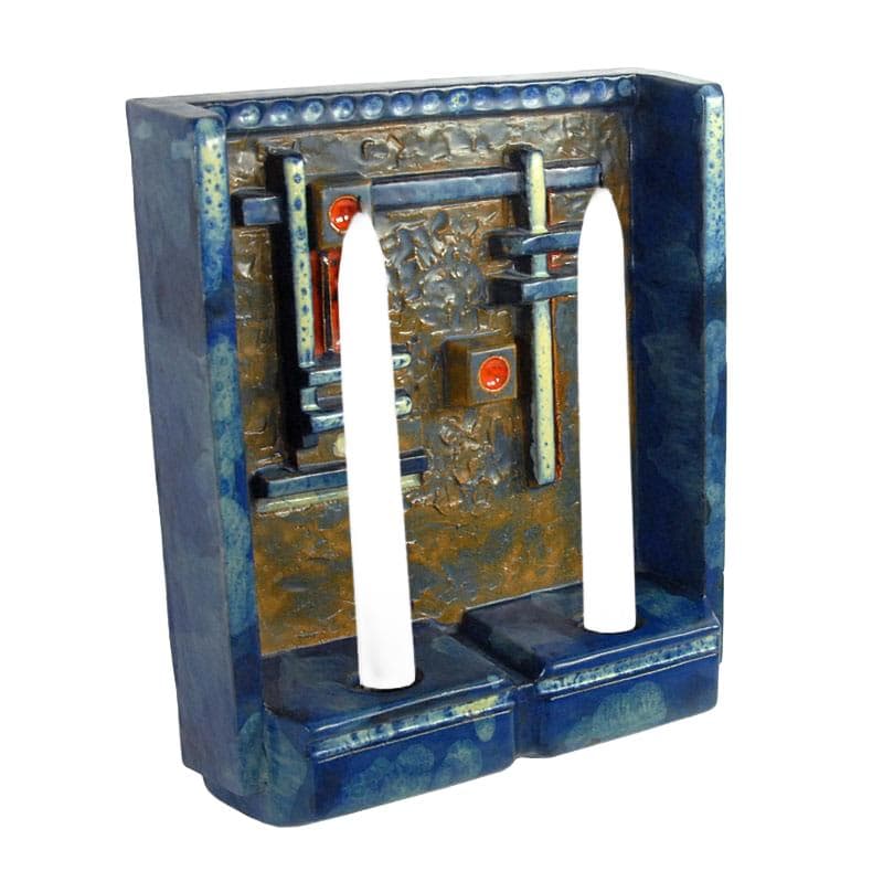 Niebieska płaskorzeźba ścienna/świecznik, proj. O. Johansen, Dania, lata 60. - 4462