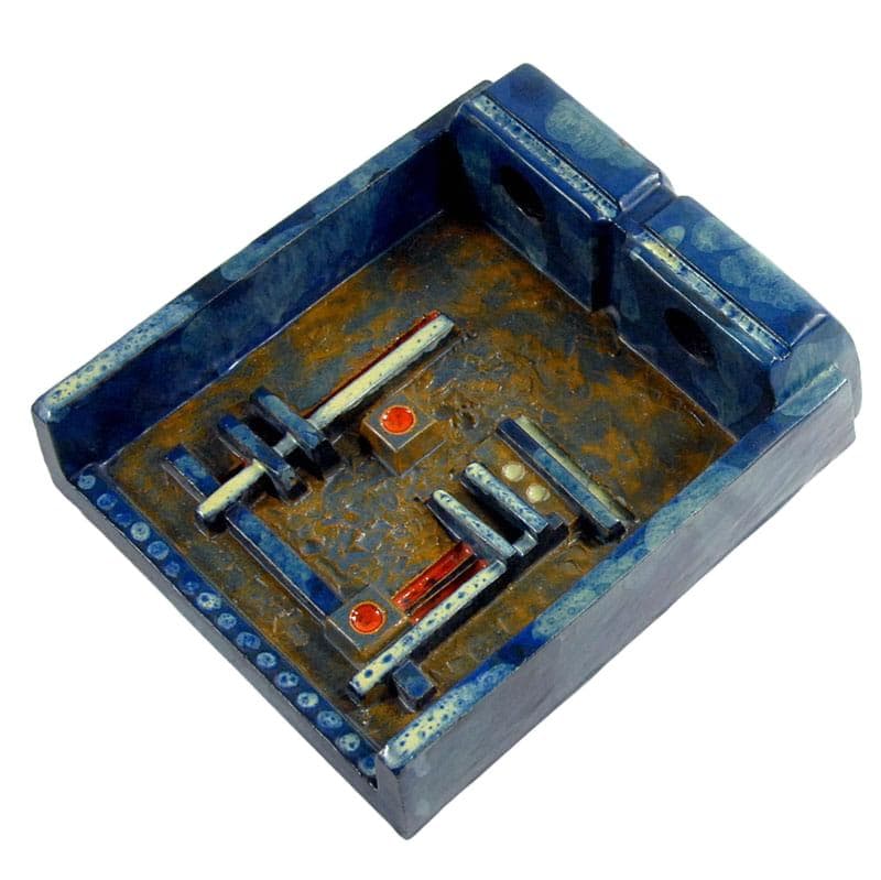 Niebieska płaskorzeźba ścienna/świecznik, proj. O. Johansen, Dania, lata 60. - 4460