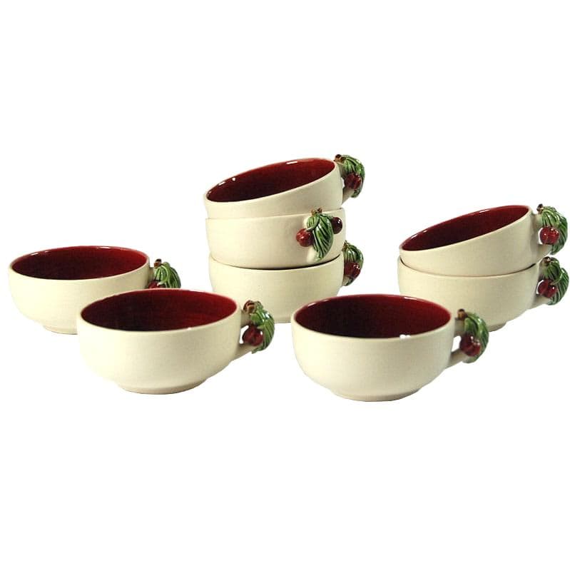 Set of dessert bowls, ivory ceramic, Keramos Sevres, France, 1960s.