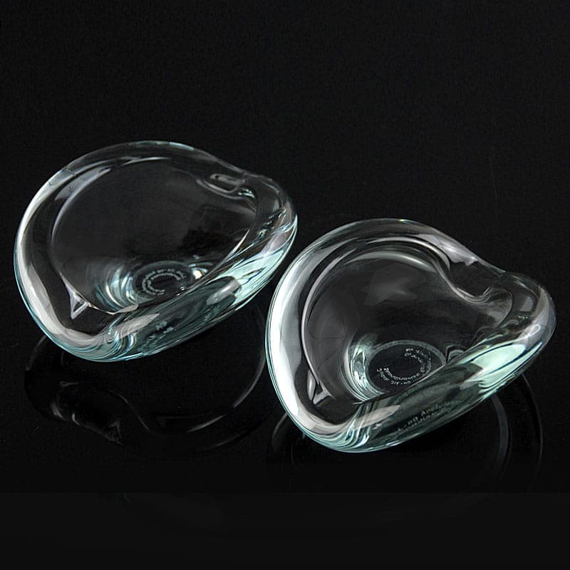 Pair of centerpieces, grey crystal glass, by P. Lütken, Holmegaard, Denmark, 1960s. - 42062
