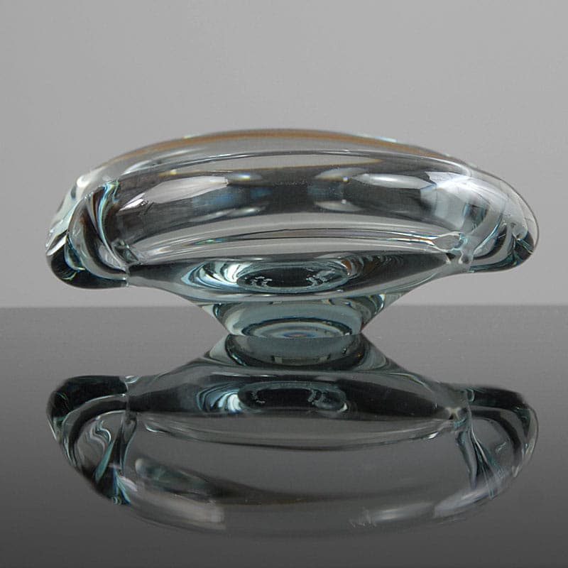 Pair of centerpieces, grey crystal glass, by P. Lütken, Holmegaard, Denmark, 1960s. - 42065