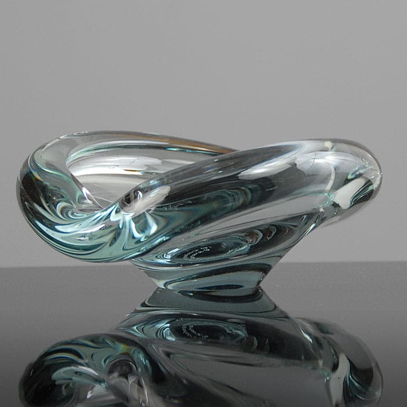Pair of centerpieces, grey crystal glass, by P. Lütken, Holmegaard, Denmark, 1960s. - 42066