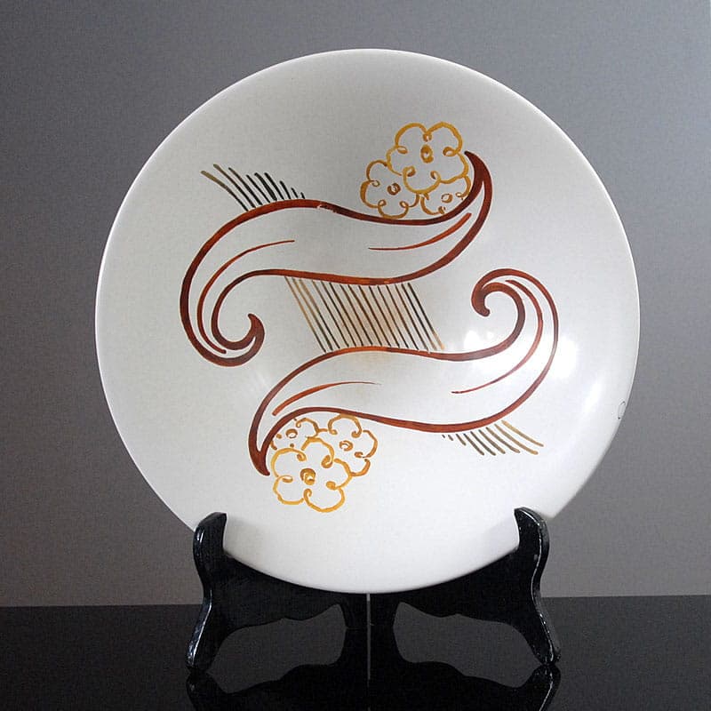 Decorative bowl Art Deco, ivory white ceramics, by J. Collard, Luxembourg, 1940s. - 42054