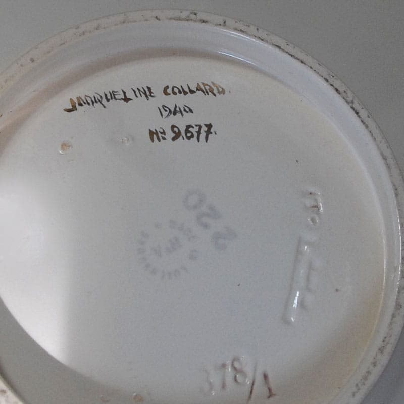 Decorative bowl Art Deco, ivory white ceramics, by J. Collard, Luxembourg, 1940s. - 42060