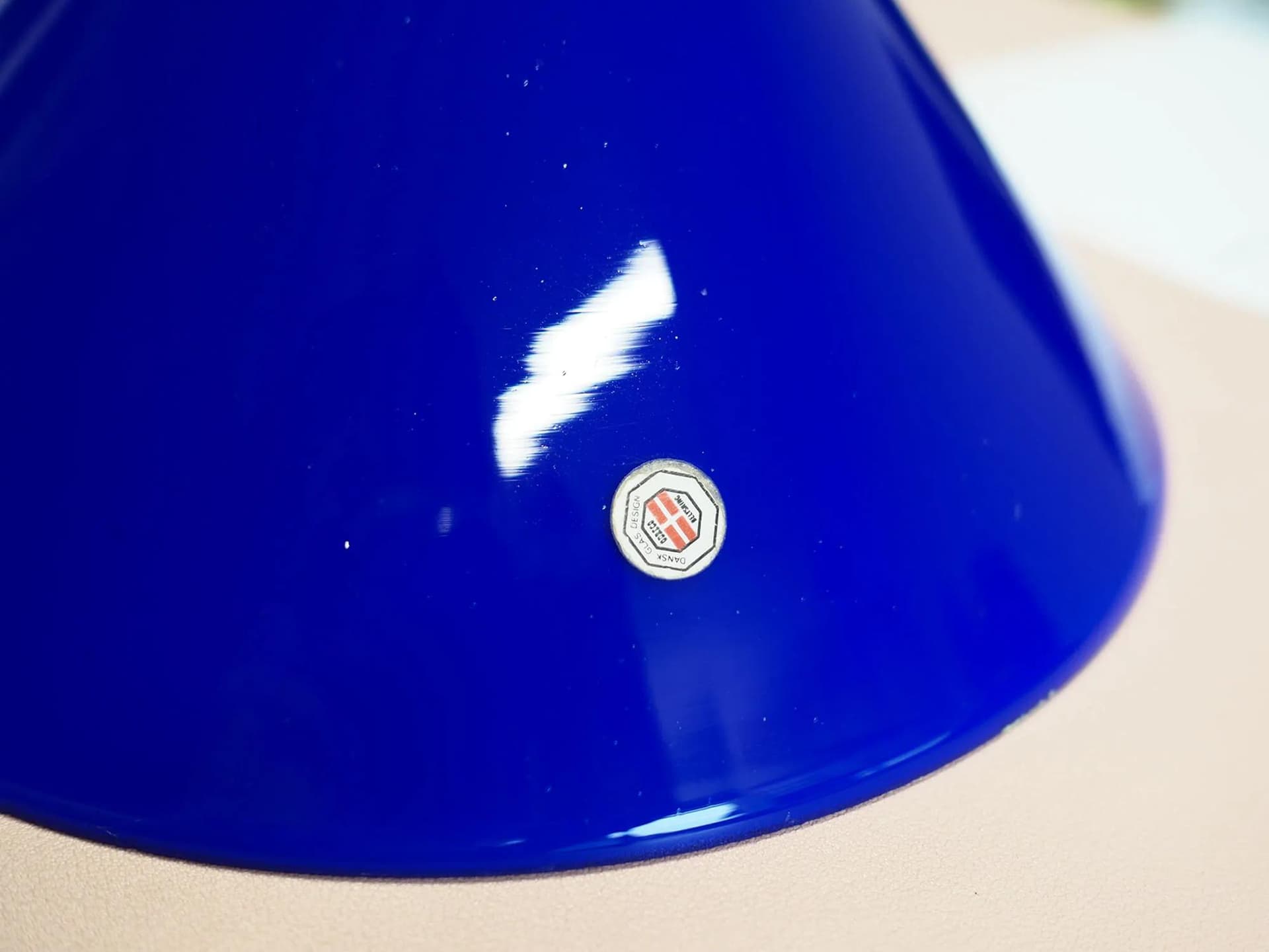 Pendant lamp, blue, metal glass, Denmark, 1970s - 42233