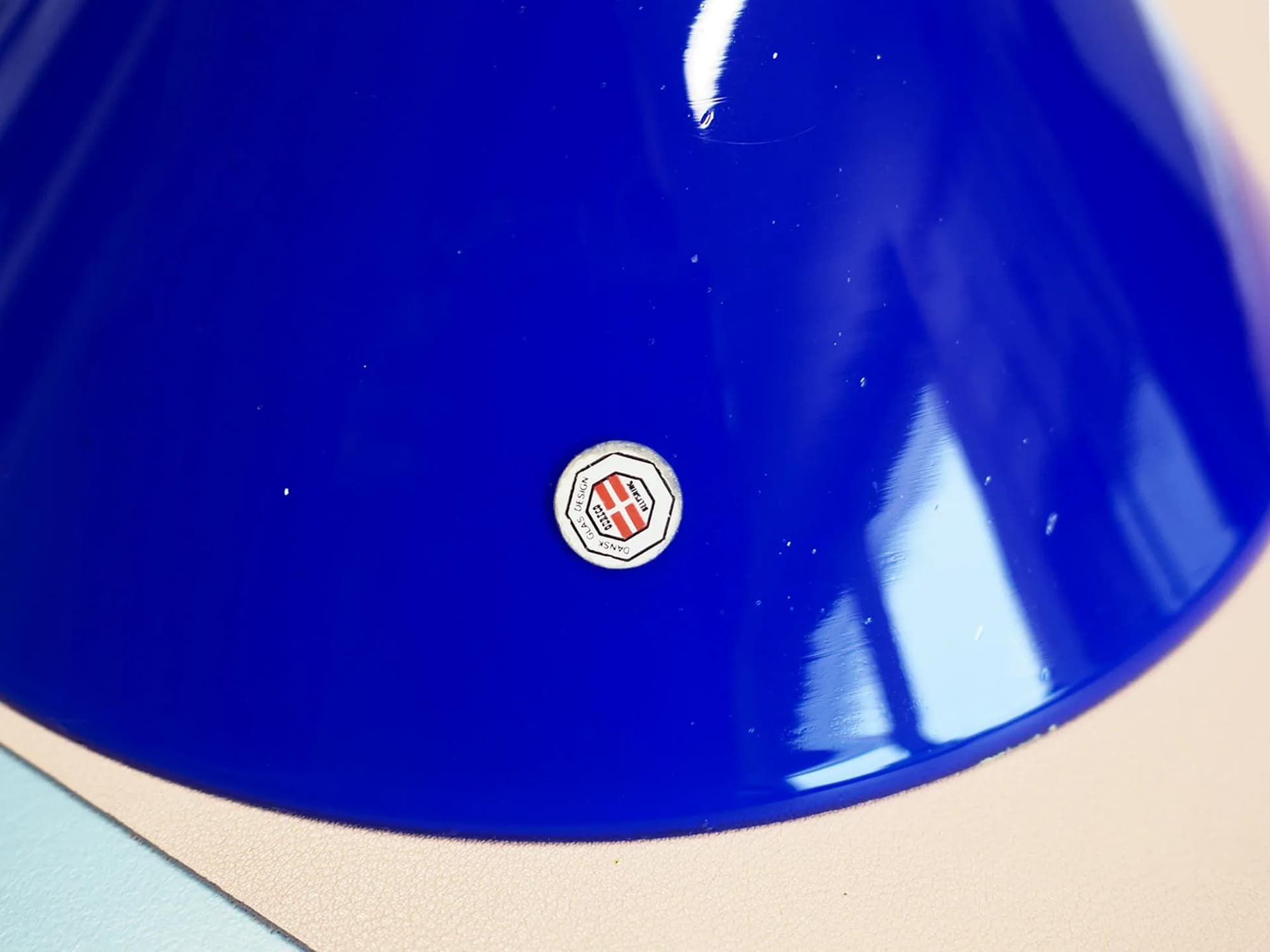 Pendant lamp, blue, metal glass, Denmark, 1970s - 42234