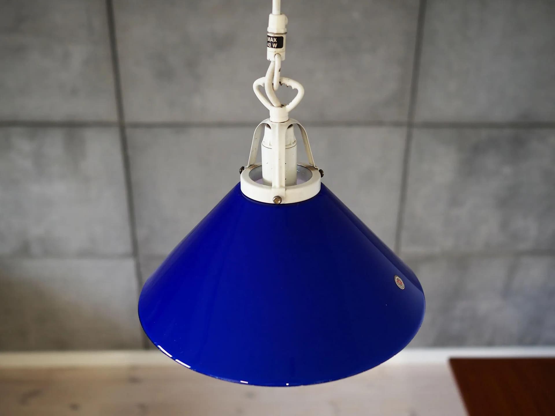 Pendant lamp, blue, metal glass, Denmark, 1970s - 42228
