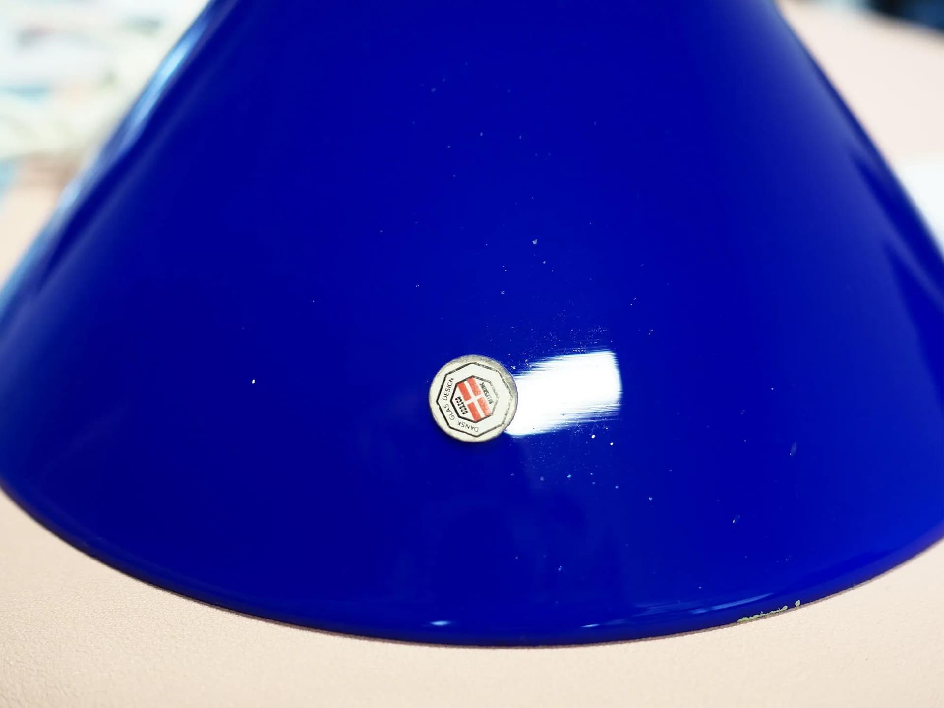 Pendant lamp, blue, metal glass, Denmark, 1970s - 42231