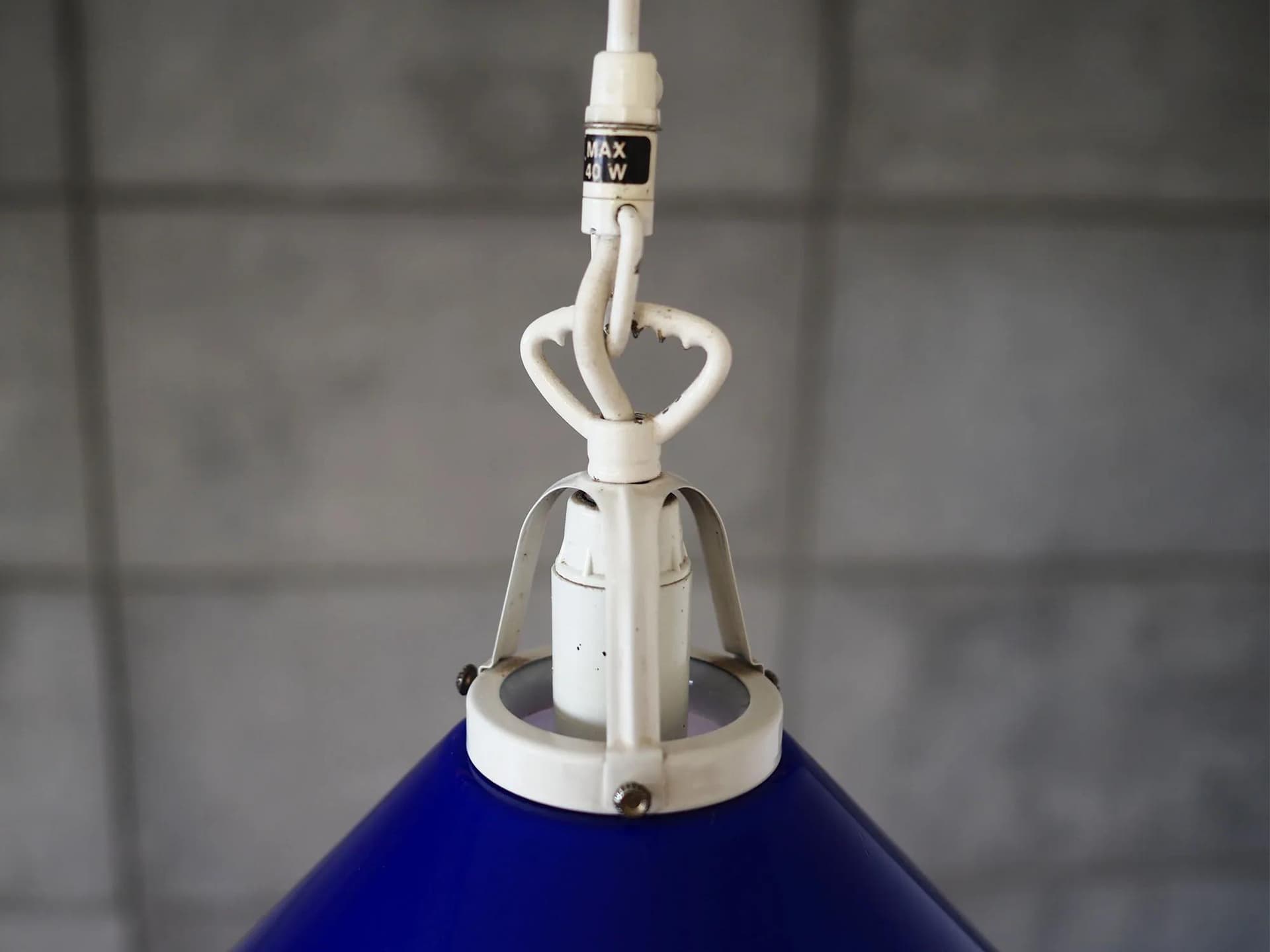 Pendant lamp, blue, metal glass, Denmark, 1970s - 42232