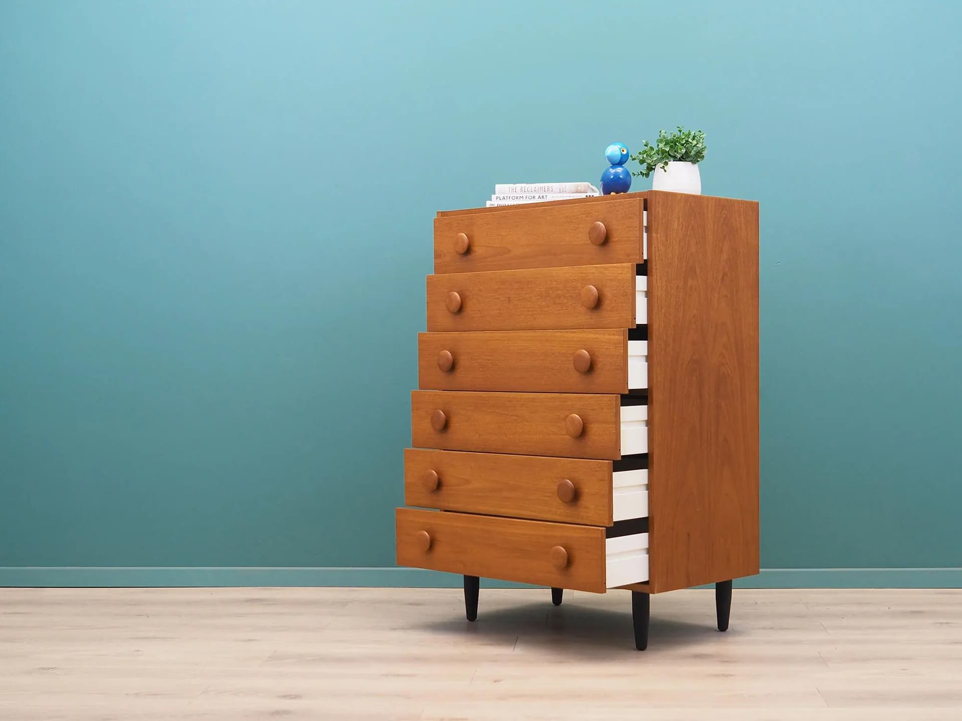 Chest of drawers, mid-century modern, brown, teak, Denmark, 1960s. - 42209