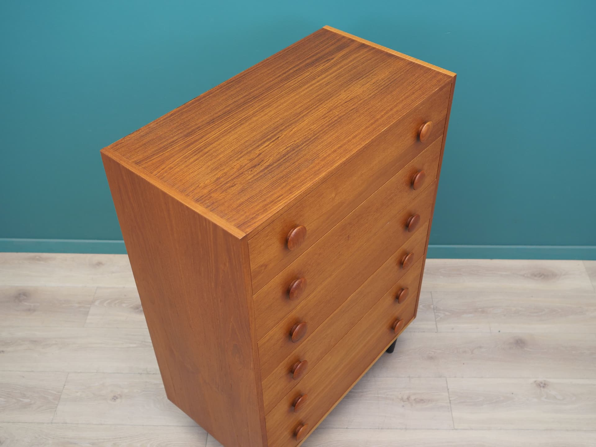 Chest of drawers, mid-century modern, brown, teak, Denmark, 1960s. - 53026