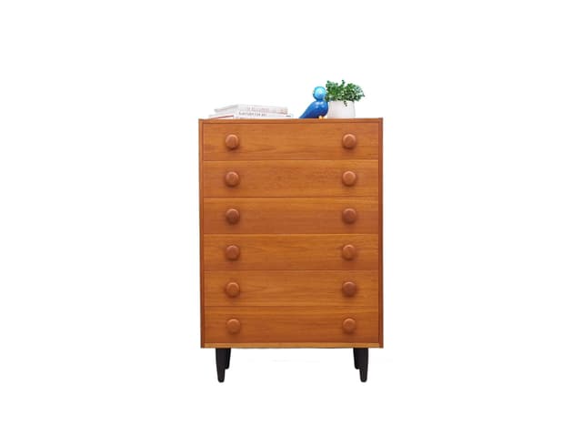 Chest of drawers, mid-century modern, brown, teak, Denmark, 1960s. - DIMENSION