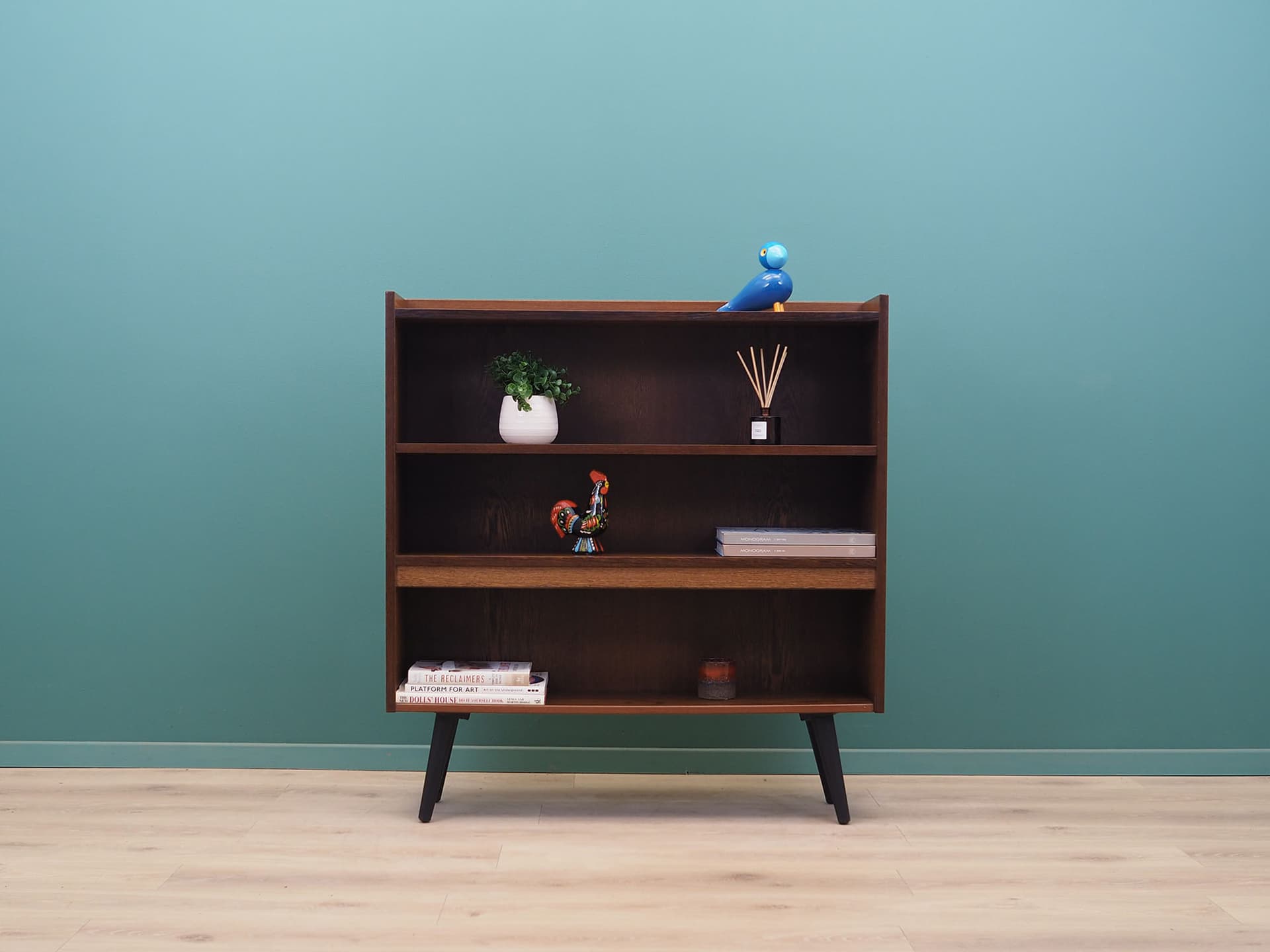 Regał, dąb brązowy ciemny, Dania, lata 70. - 51544