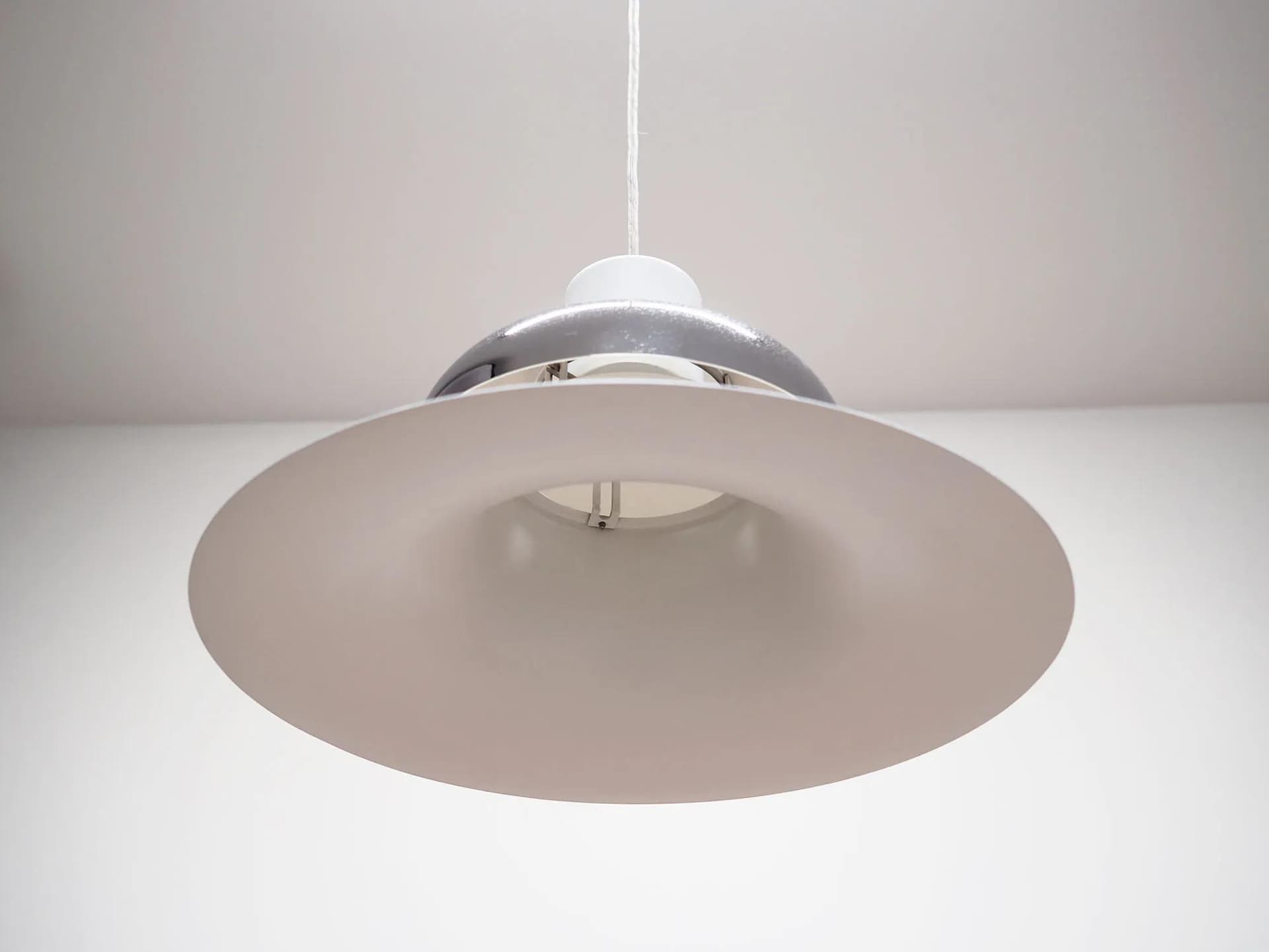 Pendant Lamp Mandalay, white silver metal, by A. Hansen, Louis Poulsen, Denmark, 1970s. - 42920