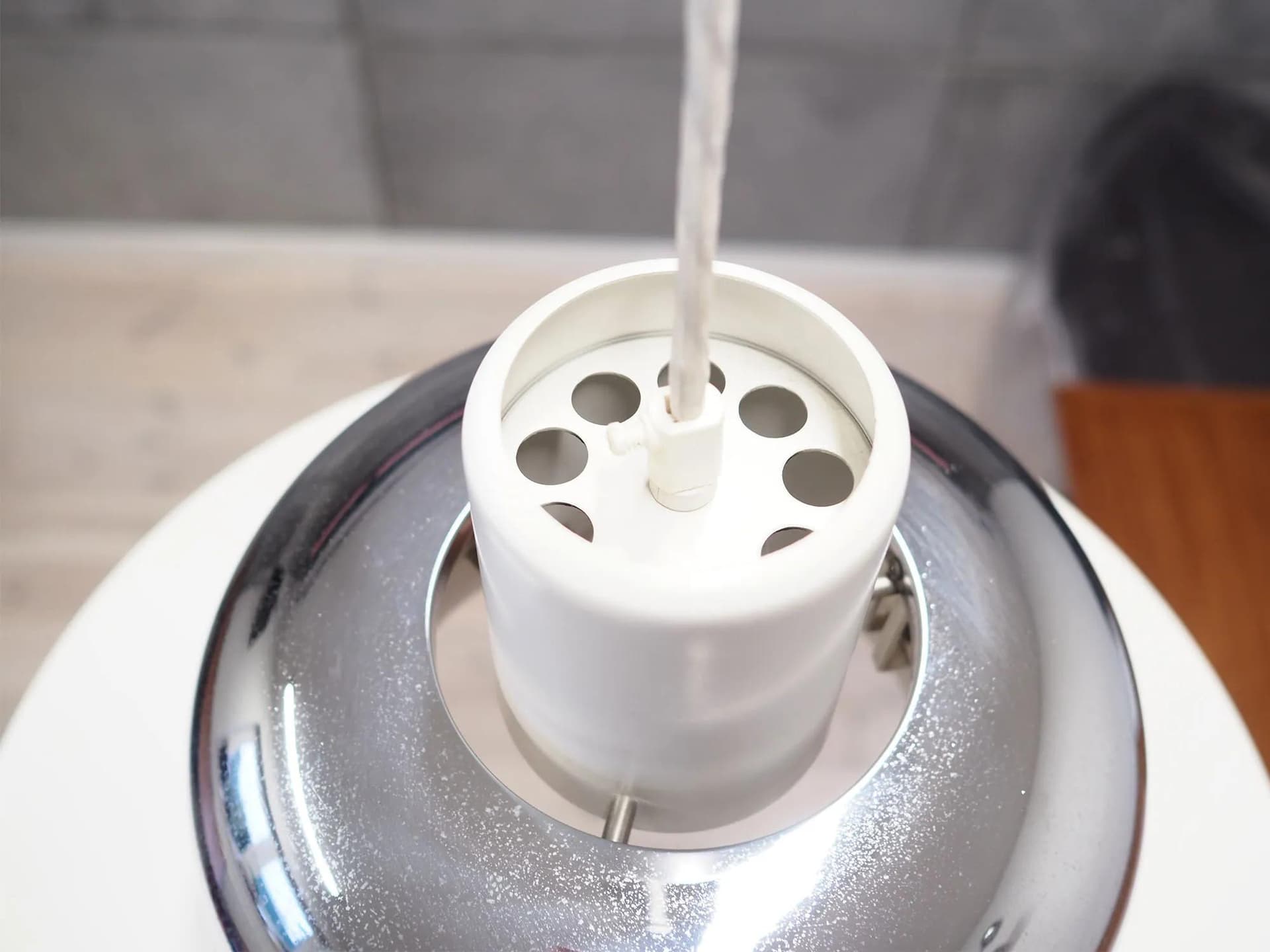 Pendant Lamp Mandalay, white silver metal, by A. Hansen, Louis Poulsen, Denmark, 1970s. - 42921