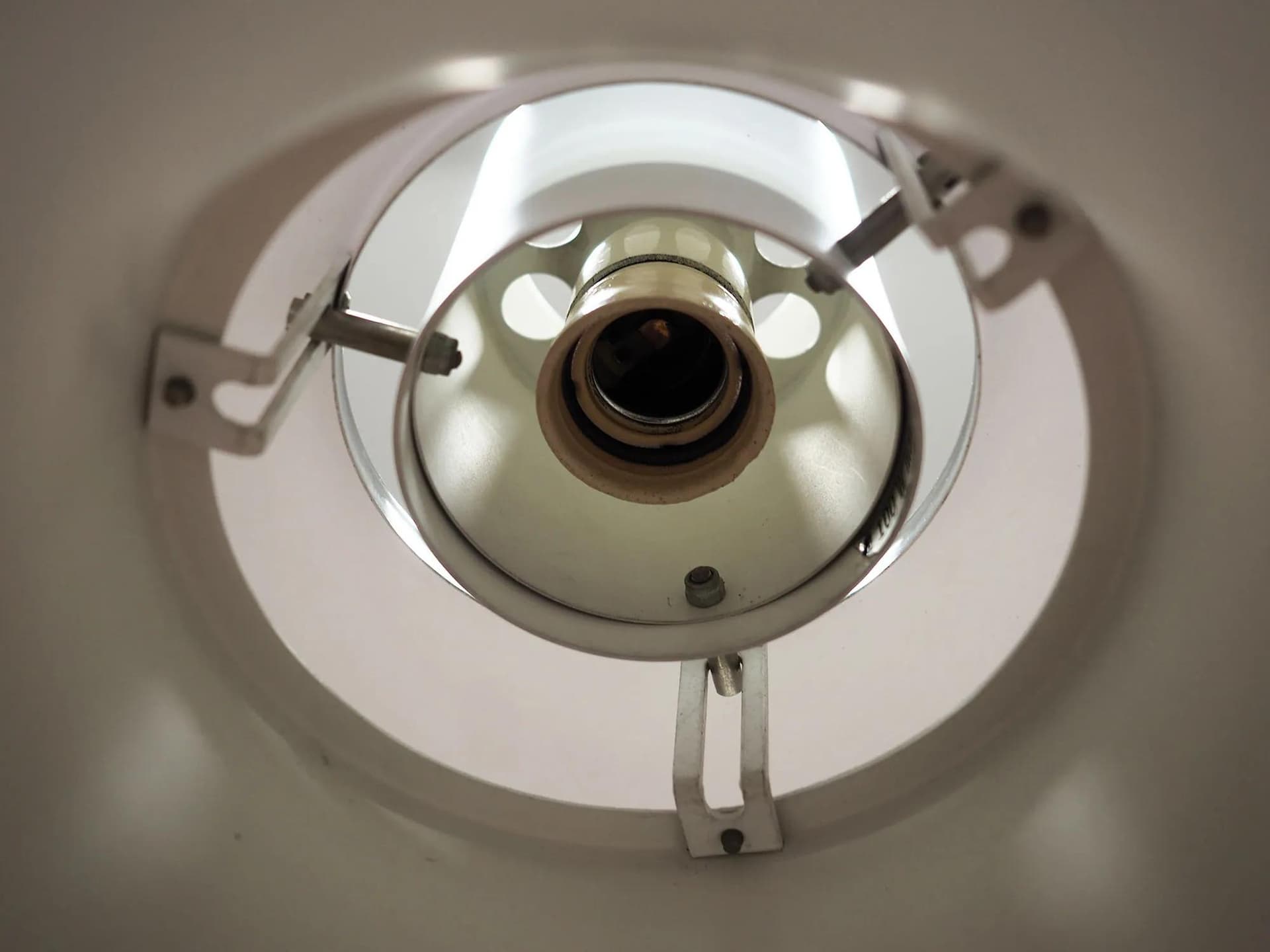 Pendant lamp Mandalay, white silver metal, by A. Hansen, Louis Poulsen, Denmark, 1970s. - 42916