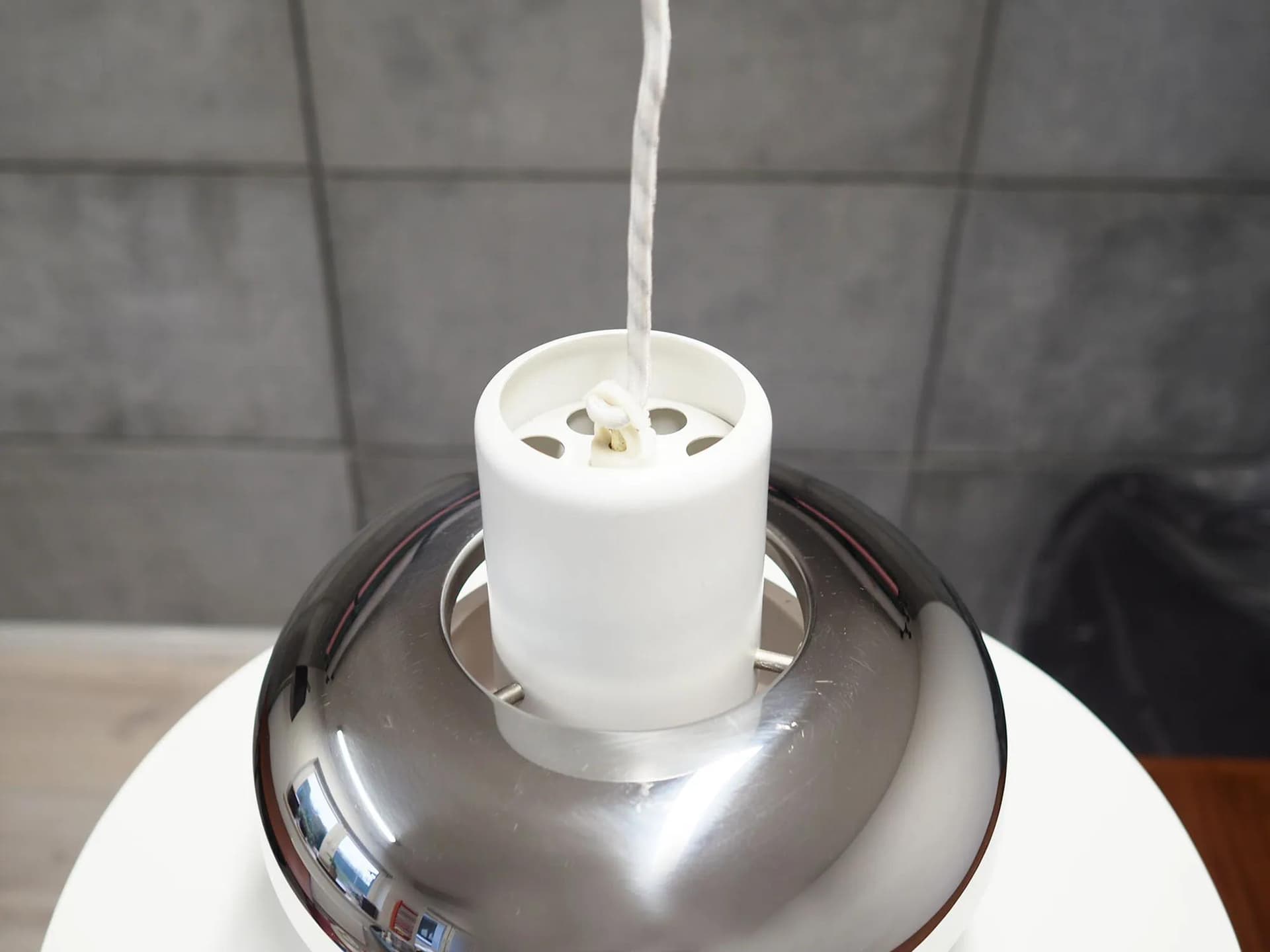 Pendant lamp Mandalay, white silver metal, by A. Hansen, Louis Poulsen, Denmark, 1970s. - 42917