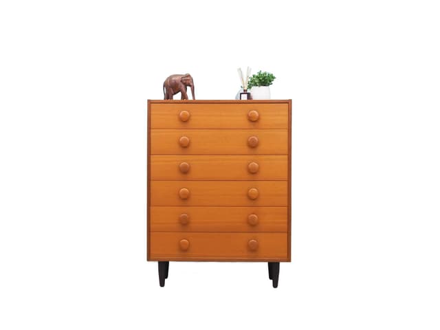 Chest of drawers mid-century, brown teak, Denmark, 1960s - DIMENSION