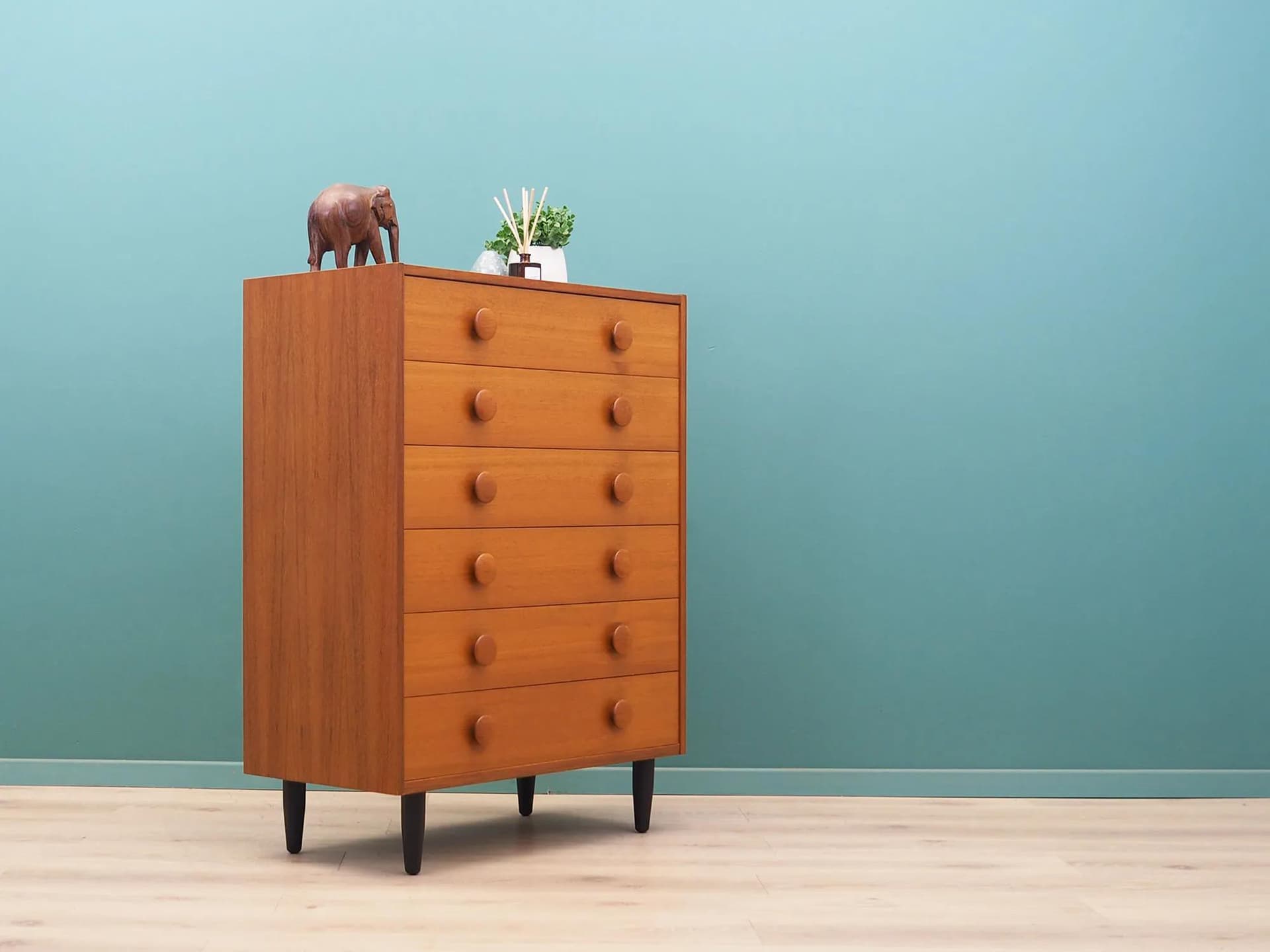 Chest of drawers mid-century, brown teak, Denmark, 1960s - 42893