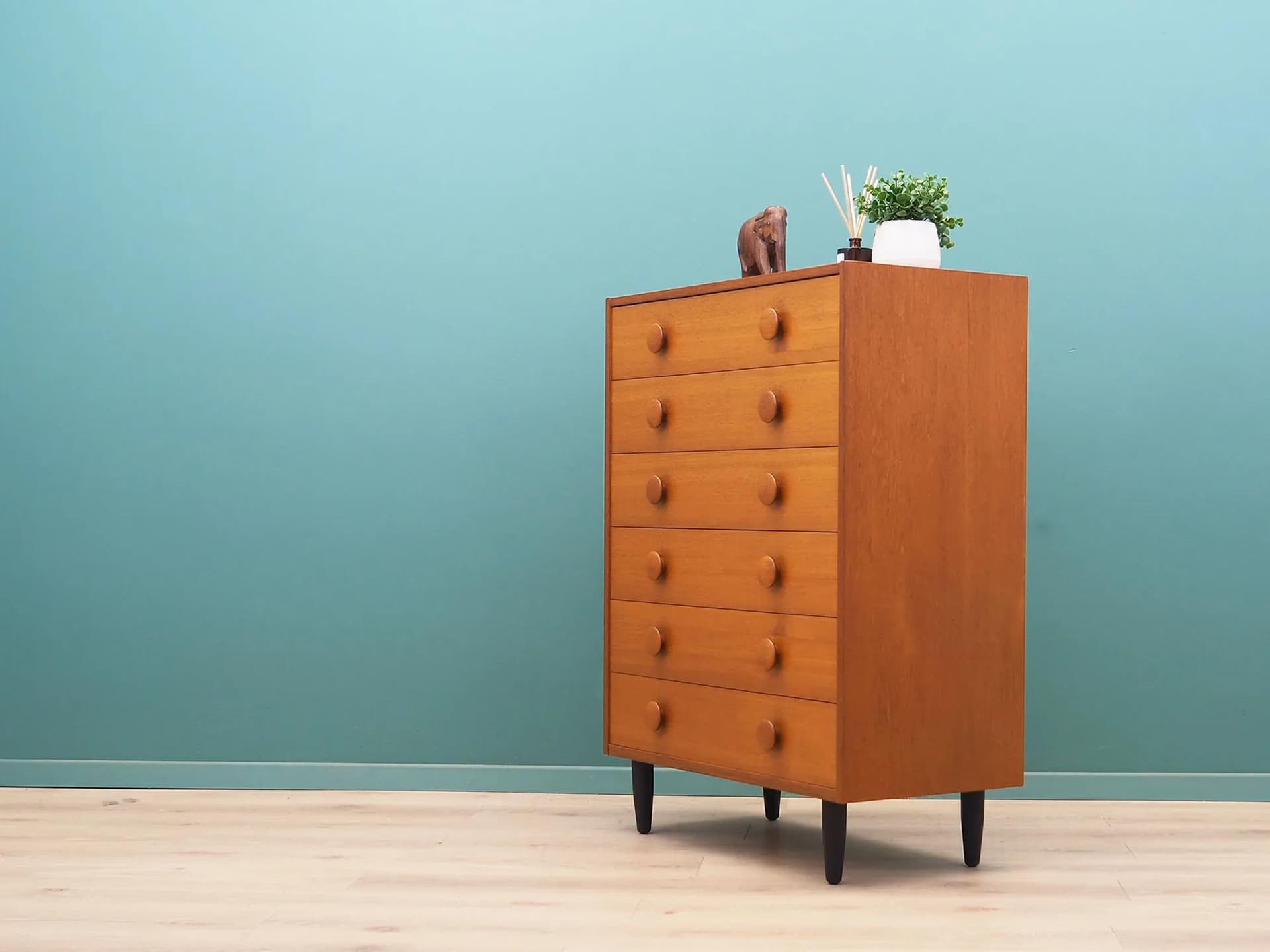Chest of drawers mid-century, brown teak, Denmark, 1960s - 42891