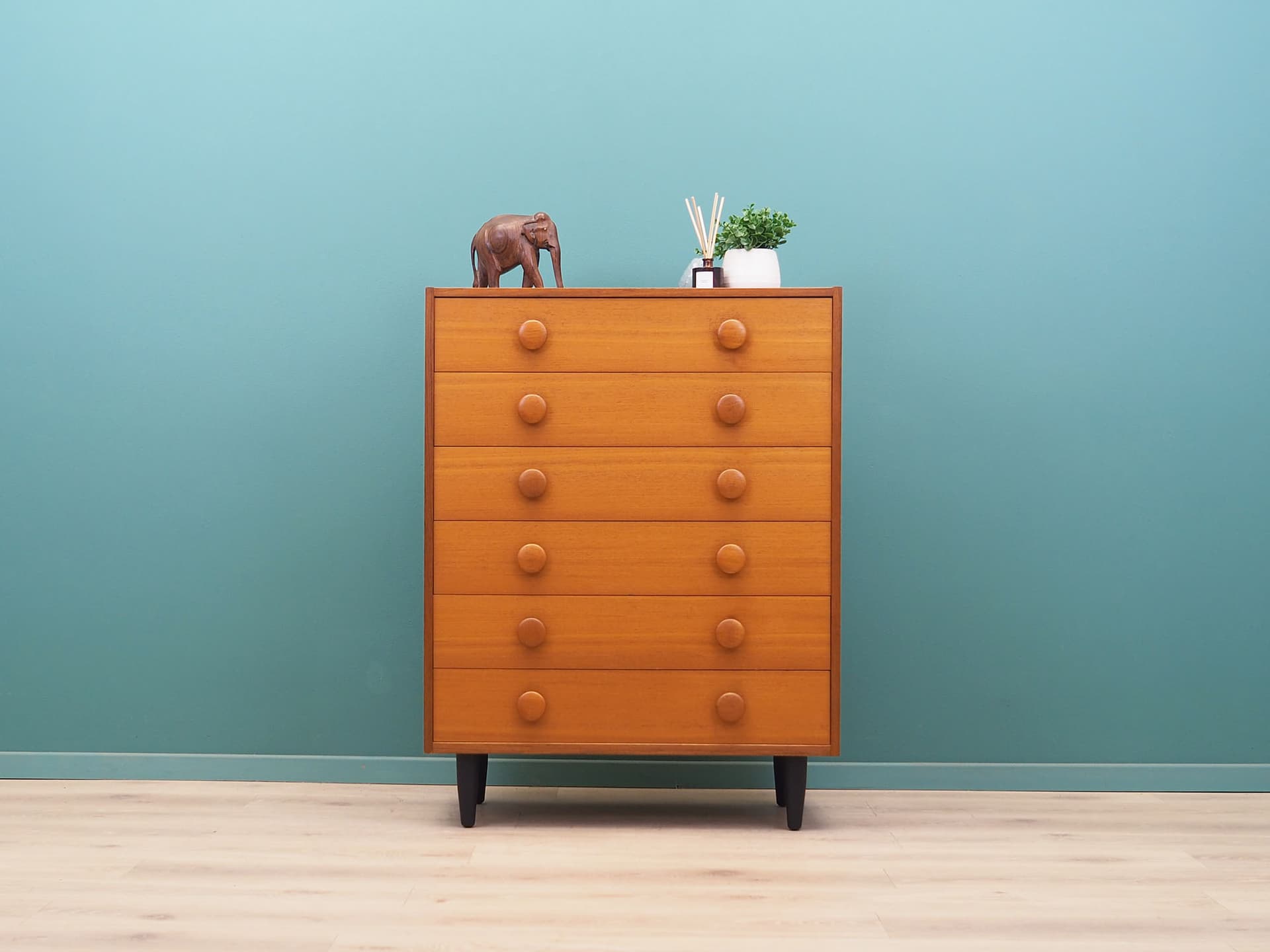 Chest of drawers mid-century, brown teak, Denmark, 1960s - 51529