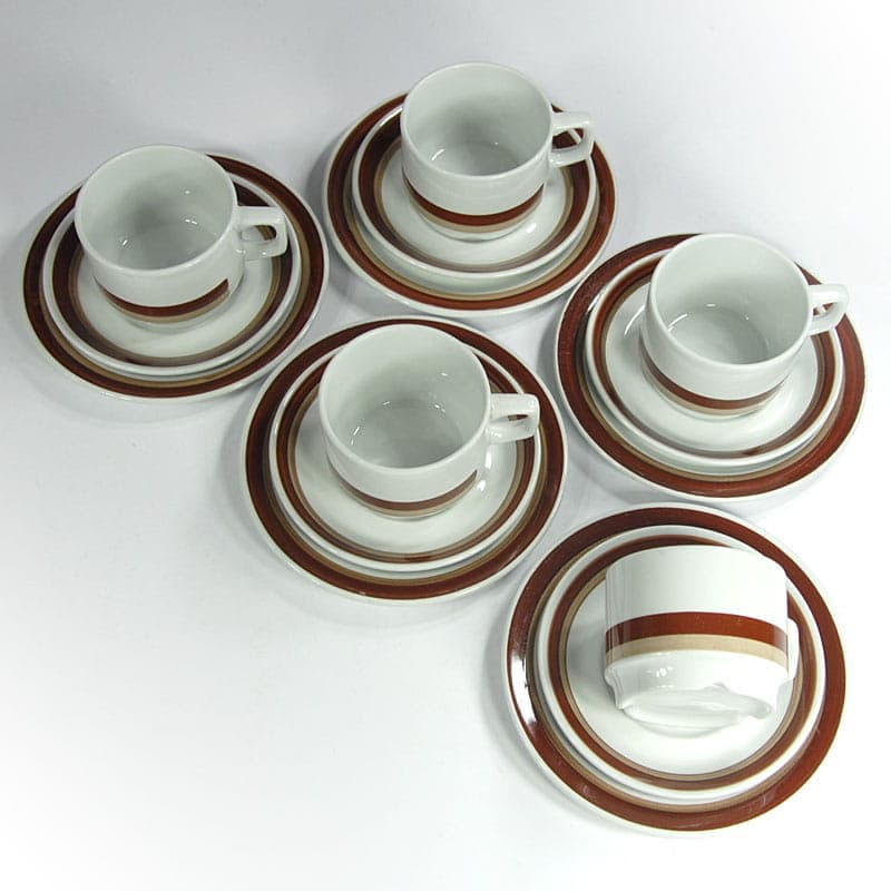 Komplet śniadaniowy, porcelana biała, Figgjo Flint, Norwegia, lata 70. - 43121