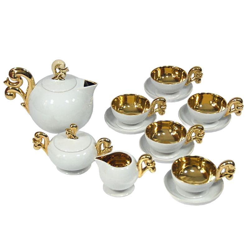 Coffee set, white ceramics, France, 1950s.