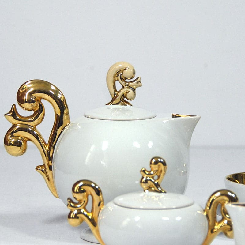 Komplet do kawy, ceramika biała, Francja, lata 50. - 43110