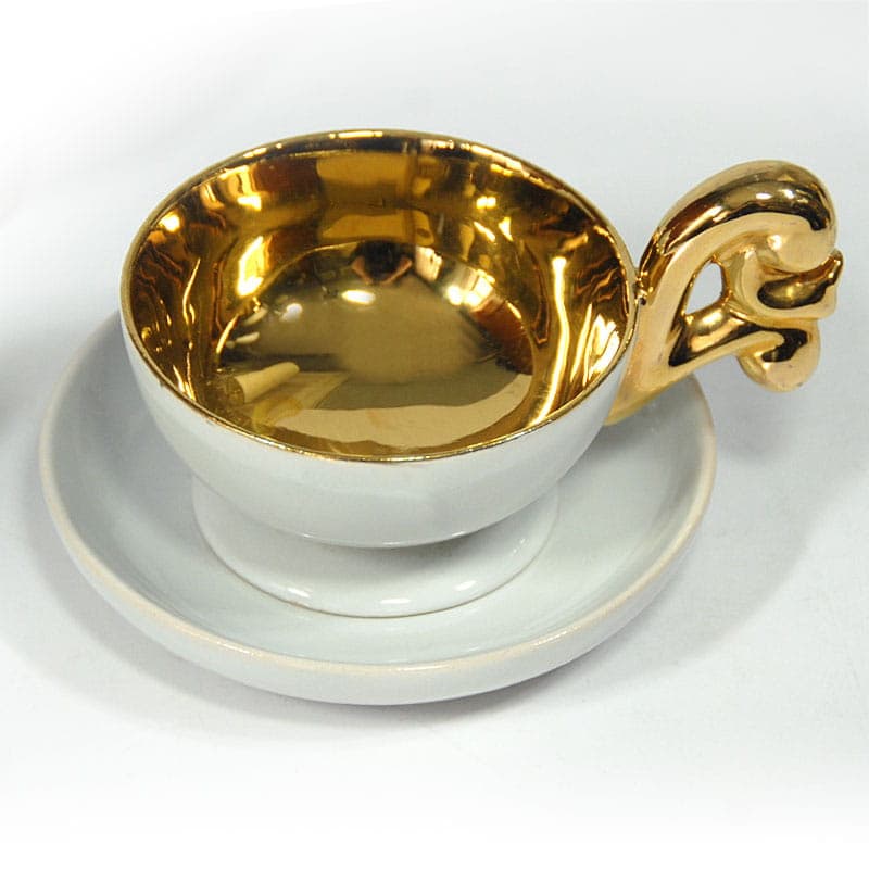 Komplet do kawy, ceramika biała, Francja, lata 50. - 43114