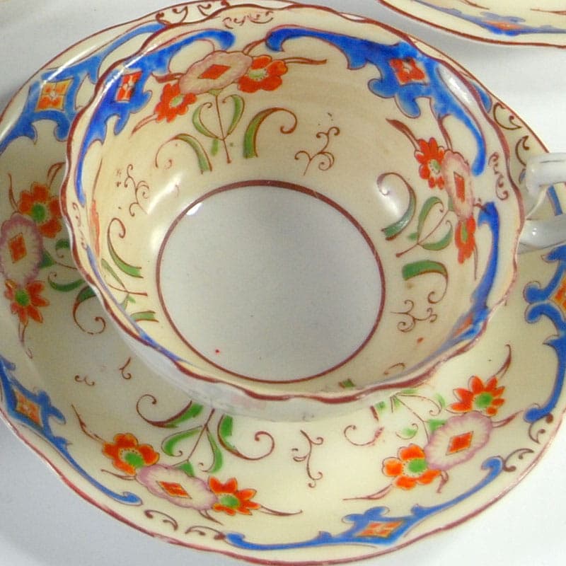 Zestaw filiżanek herbacianych, fajans ivory white, Wielka Brytania, XIX wiek - 43094