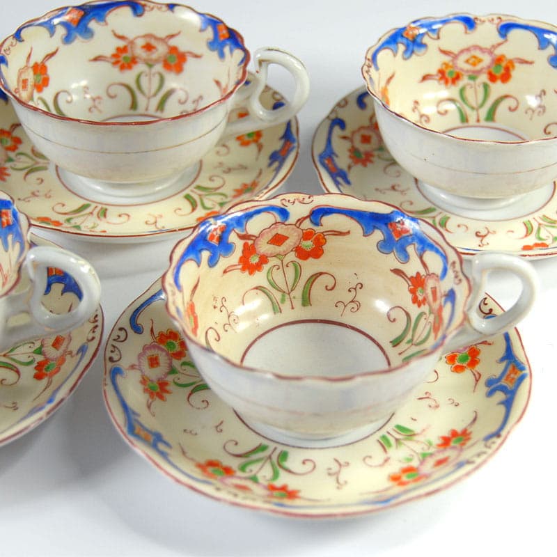 Zestaw filiżanek herbacianych, fajans ivory white, Wielka Brytania, XIX wiek - 43093