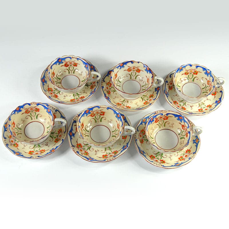 Zestaw filiżanek herbacianych, fajans ivory white, Wielka Brytania, XIX wiek - 43095