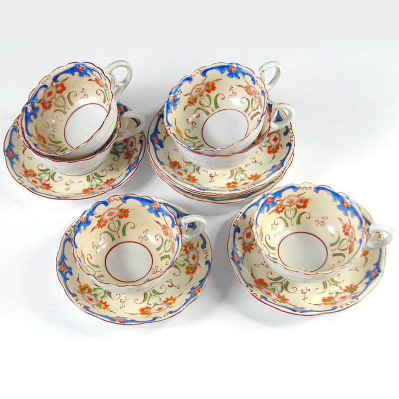 Zestaw filiżanek herbacianych, fajans ivory white, Wielka Brytania, XIX wiek - 43092