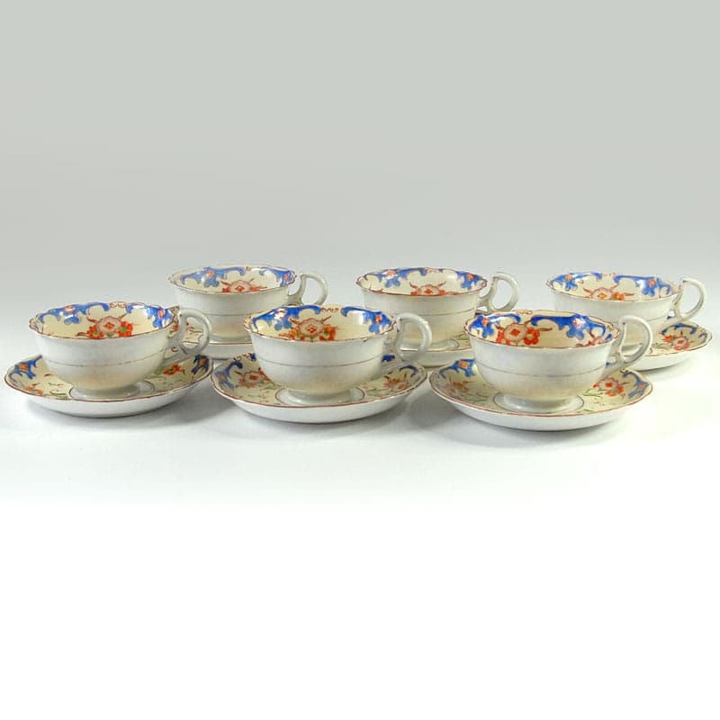 Zestaw filiżanek herbacianych, fajans ivory white, Wielka Brytania, XIX wiek - 43096