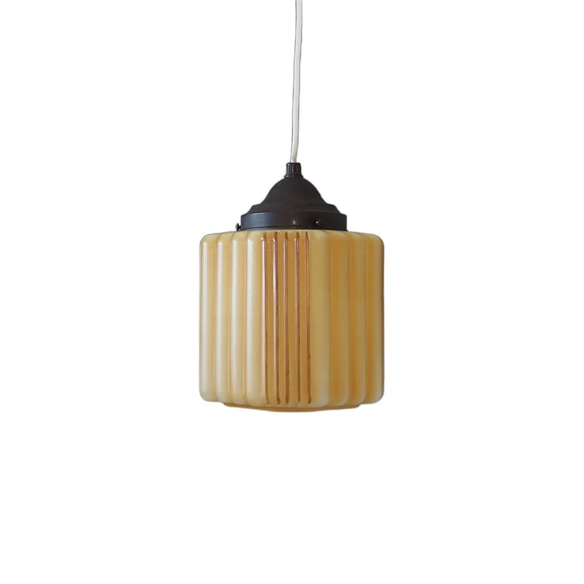 Pendant lamp, Danish design, yellow glass, Denmark, 1960s.