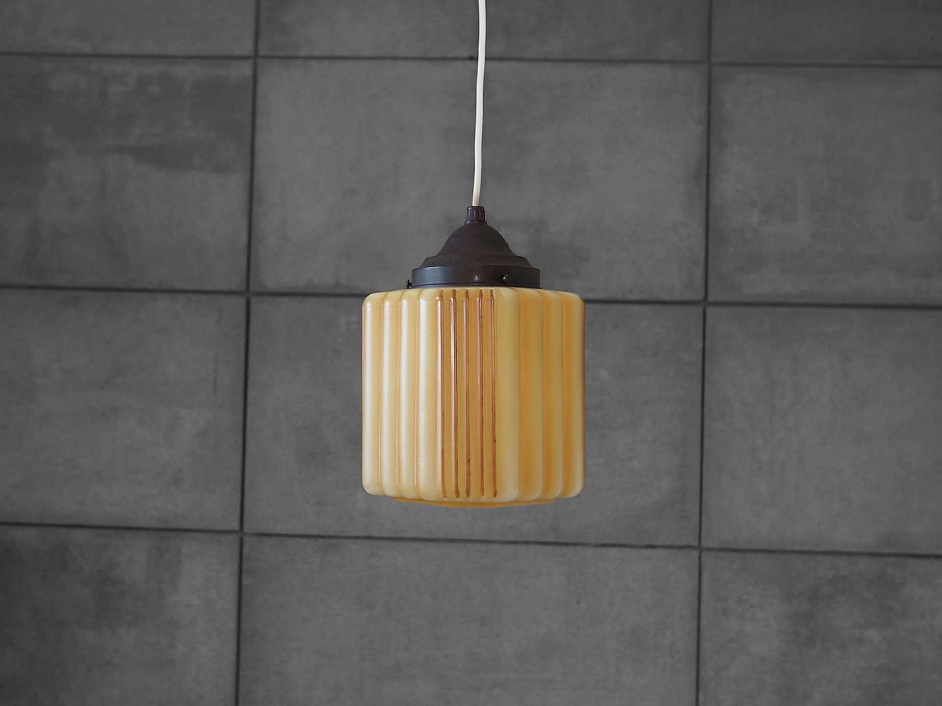 Pendant lamp, Danish design, yellow glass, Denmark, 1960s. - 51500