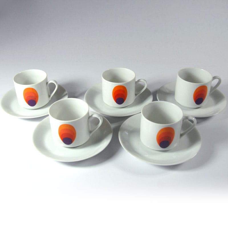 Zestaw filiżanek kawowych Space Age, multicolor, porcelana, Niemcy, lata 70. - 43069