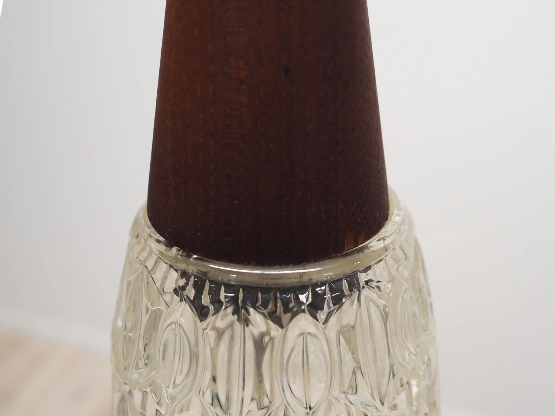 Lampa wisząca, drewno tekowe brąz, szkło, Dania, lata 70. - 43334