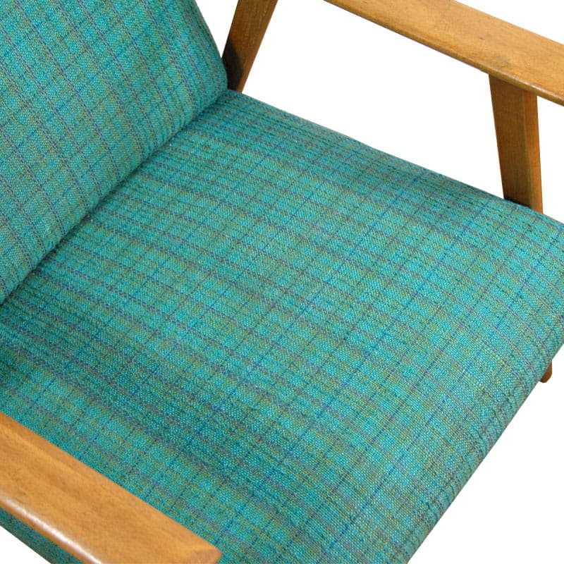 Pair of armchairs, light wood, green, Denmark, 1960s. - 43036