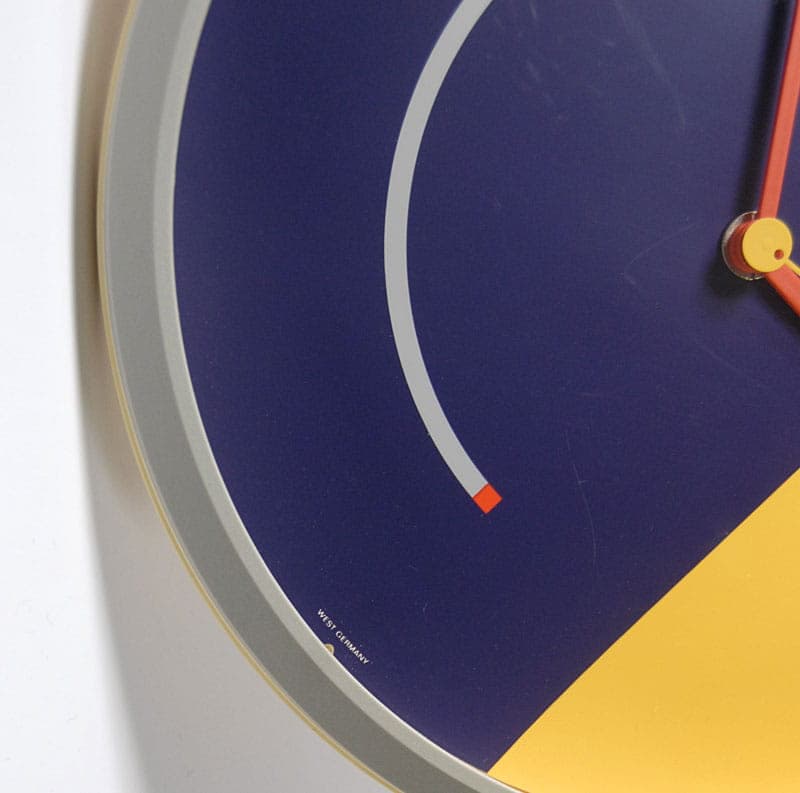 Navy Blue and Yellow Memphis Style Wall Clock, Philips, Germany, 1980s - 43002