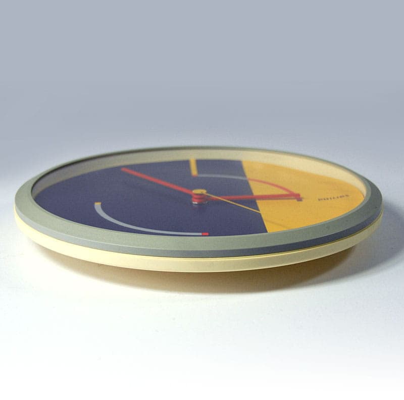 Navy Blue and Yellow Memphis Style Wall Clock, Philips, Germany, 1980s - 43000