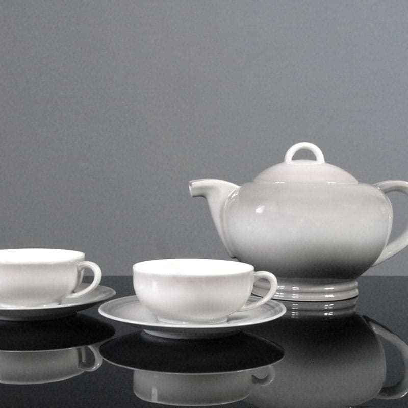 Serwis do herbaty Exposition 1937, biały, porcelana, proj. C. Tharaud, Francja, lata 30. - 42963