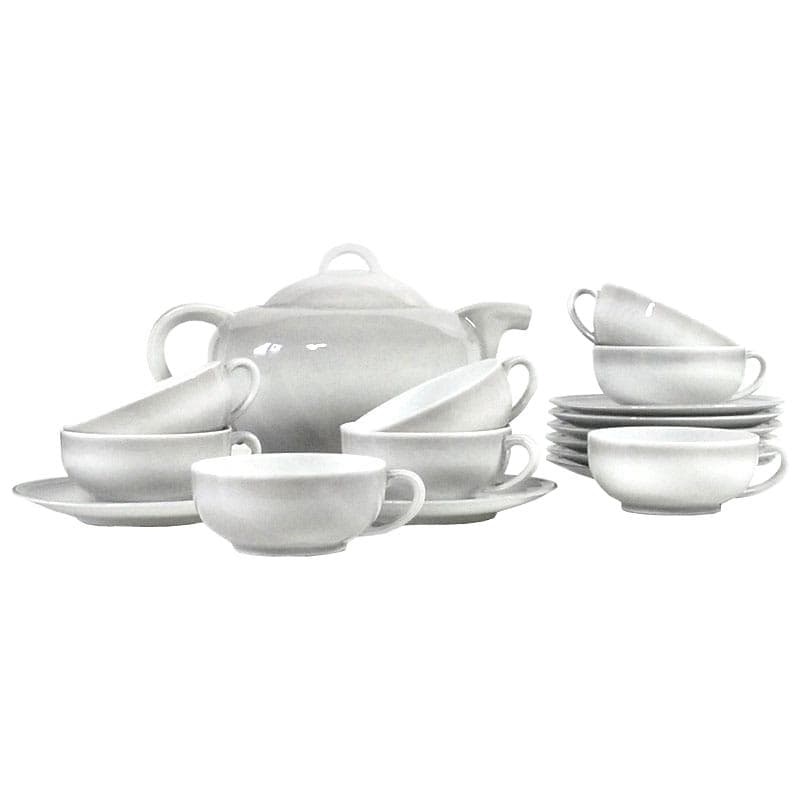 Tea set Exposition 1937, white porcelain, by C. Tharaud, France, 1930s.