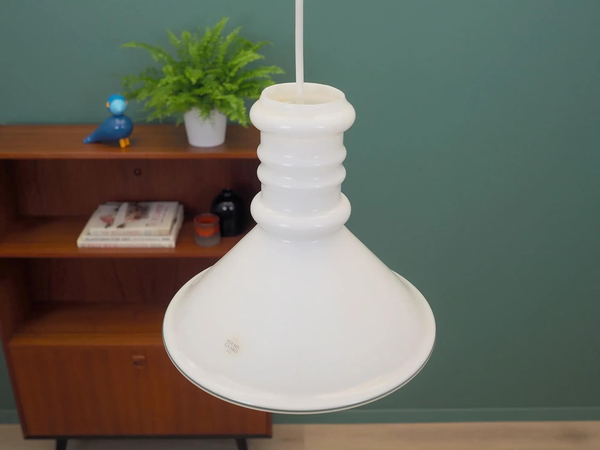 Pendant lamp, white glass, Holmegaard, Denmark, 1970s - 43288