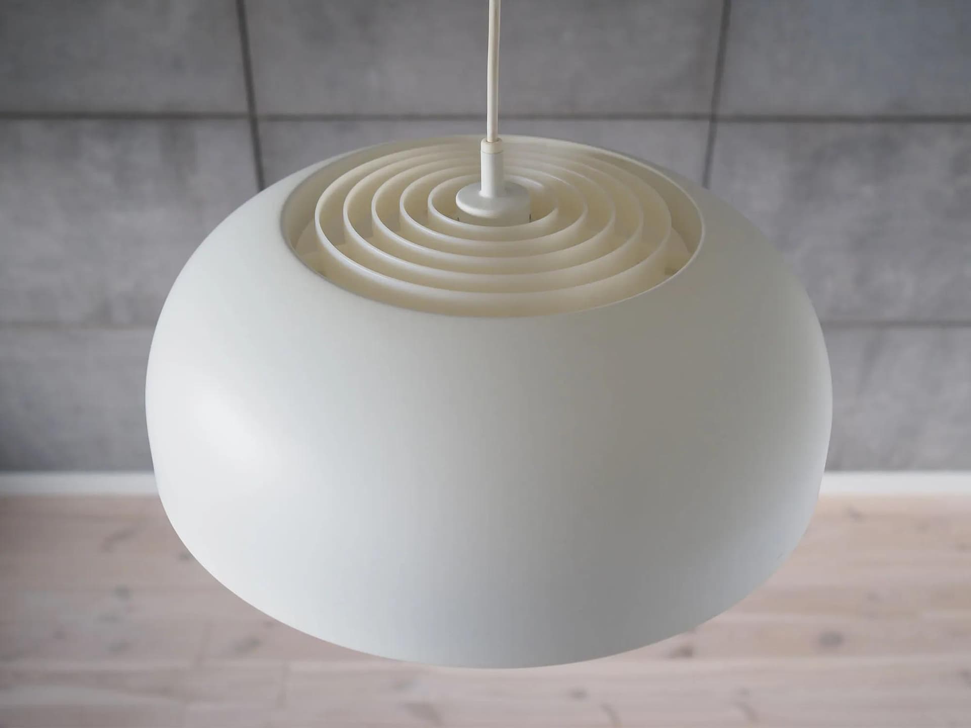 Pendant lamp, Danish design, white metal, Denmark, 1960s. - 43279