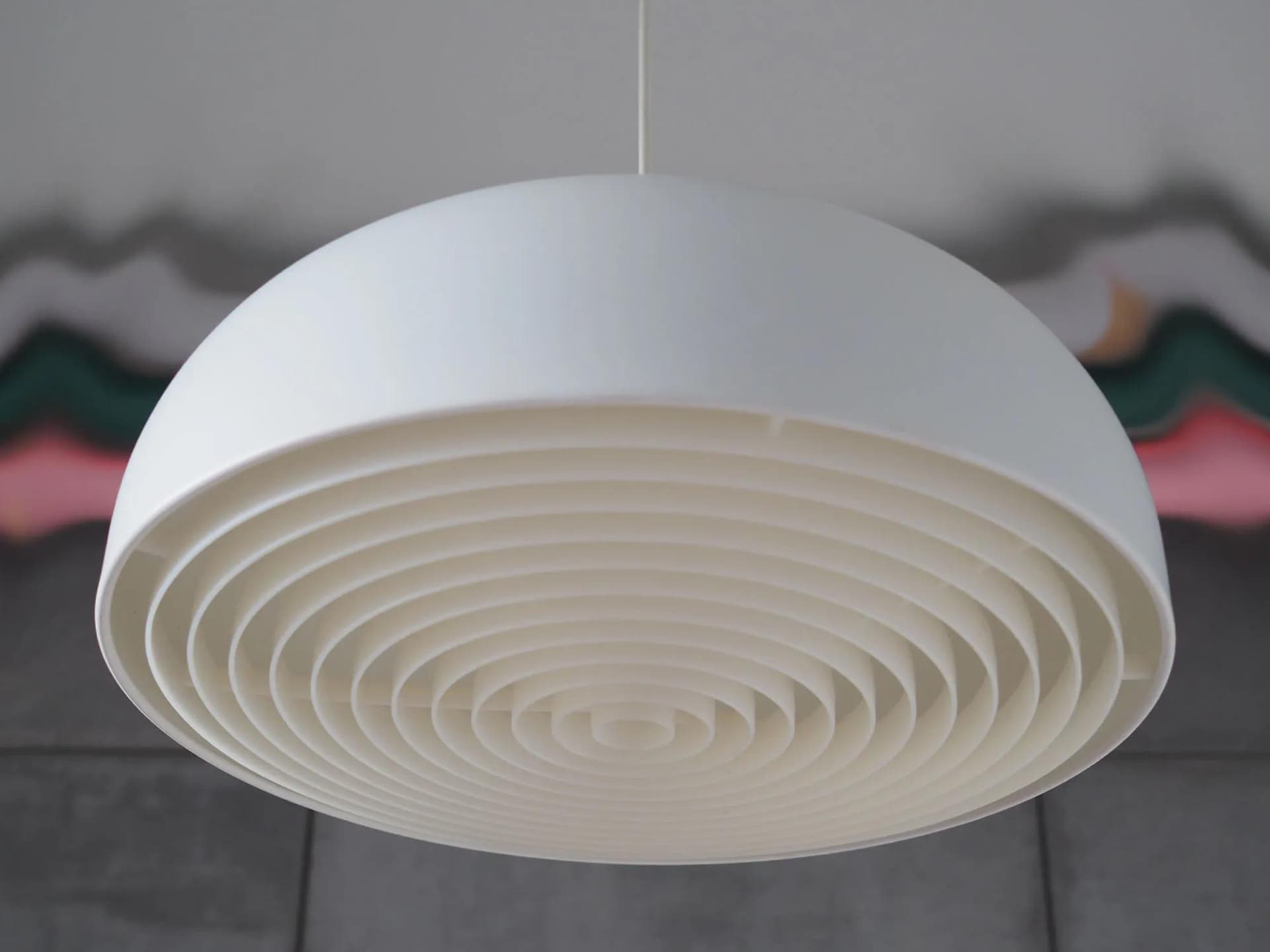 Pendant lamp, Danish design, white metal, Denmark, 1960s. - 43282
