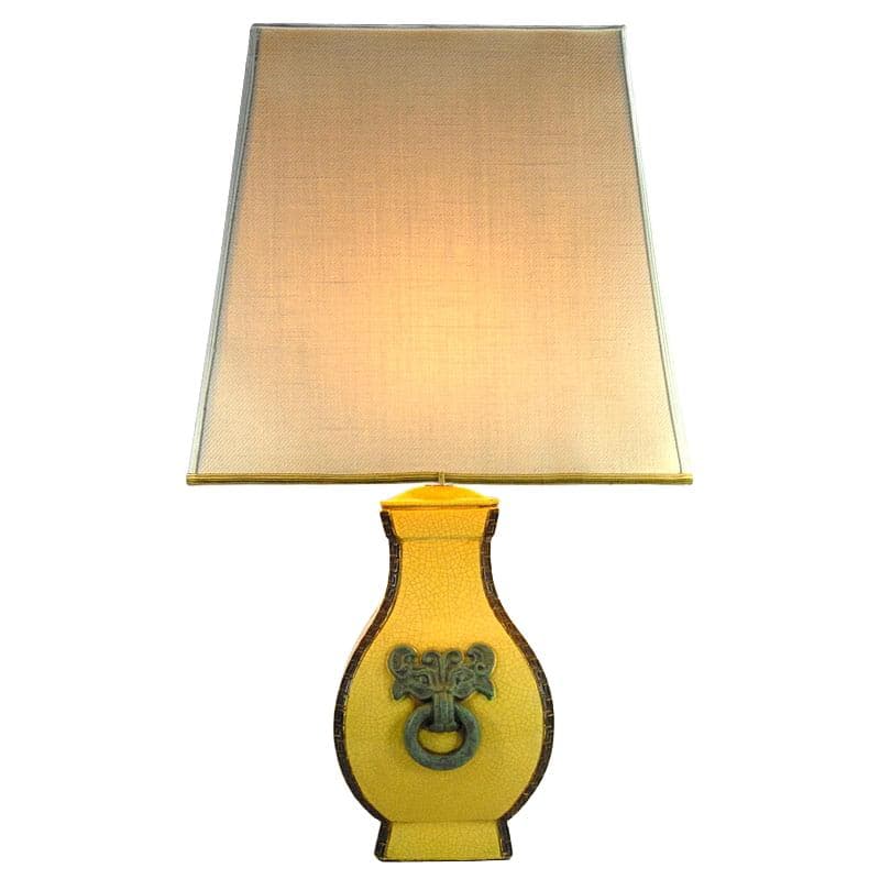 Table lamp, yellow ceramics, by U. Zaccagnini, Italy, 1960s.