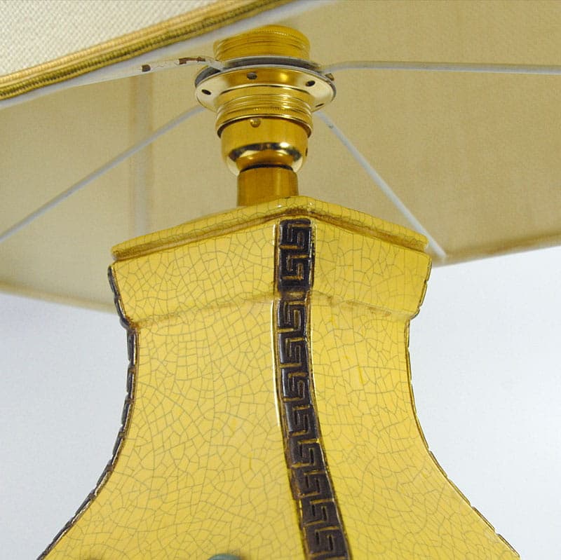 Table lamp, yellow ceramics, by U. Zaccagnini, Italy, 1960s. - 43594